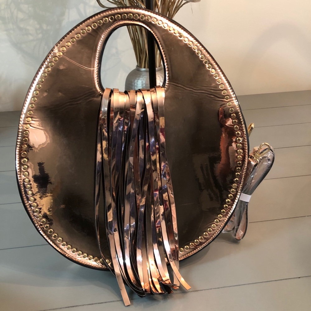 Nwot rose gold metallic bag
